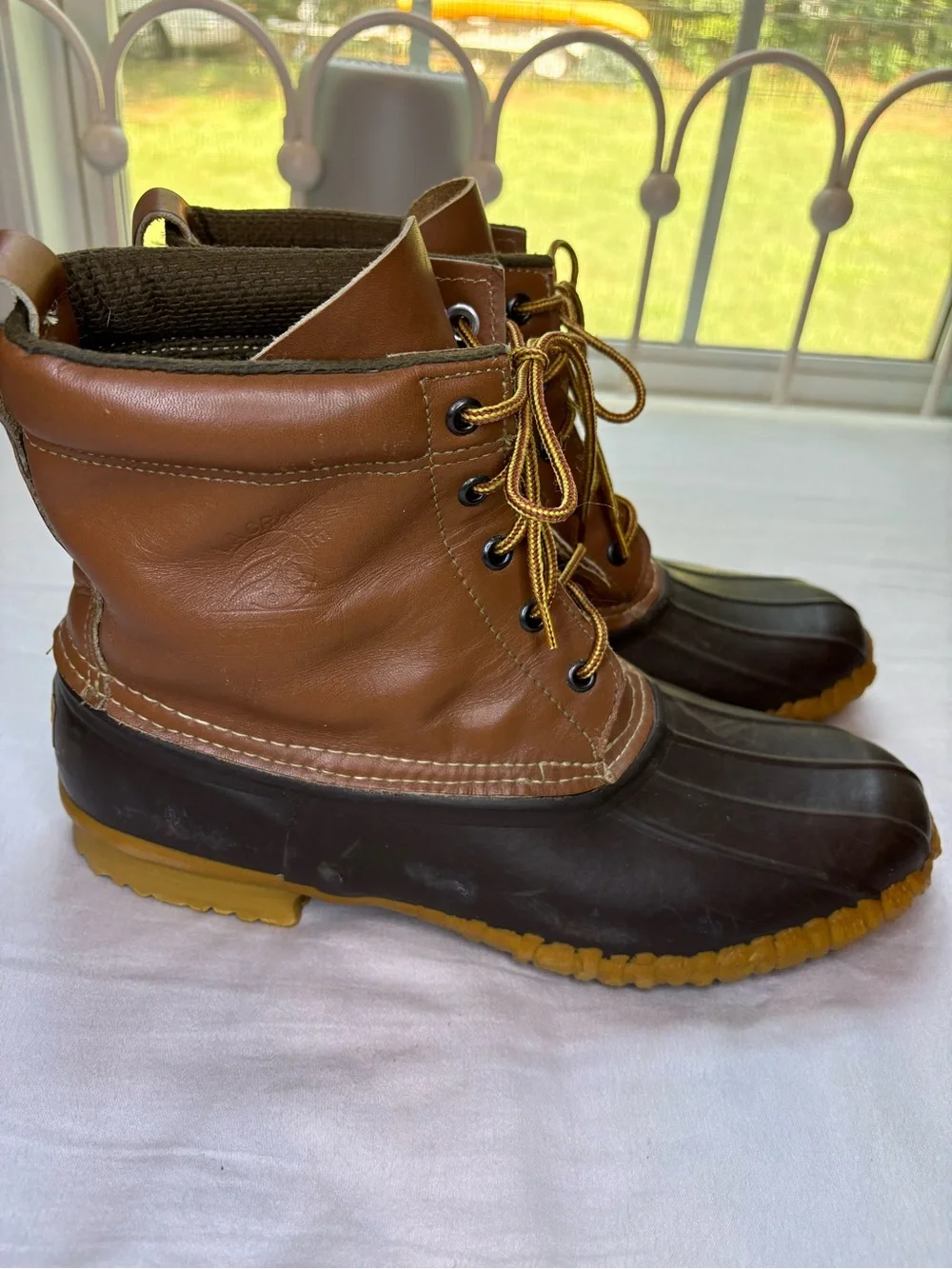 Vintage LaCrosse Duck Boots Mens 11 Brown Leather Rubber Made in USA Hunting